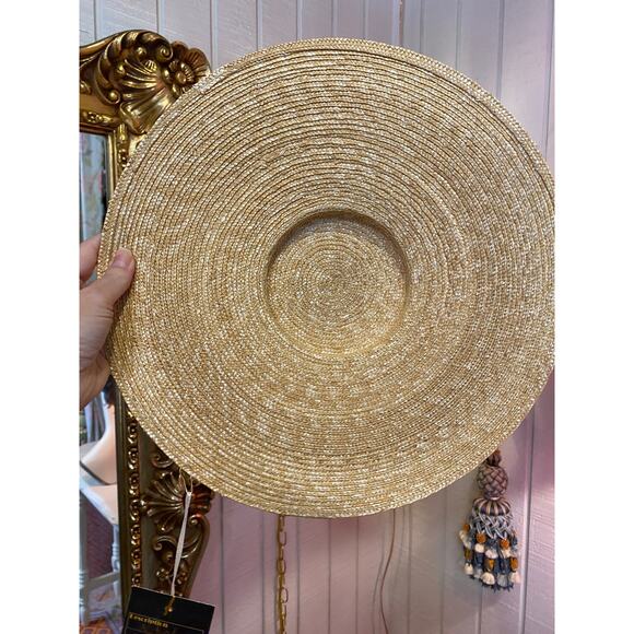 vintage wide brim straw hat saucer platter cartwheel 1940s fashion summer 40s - Picture 5 of 5